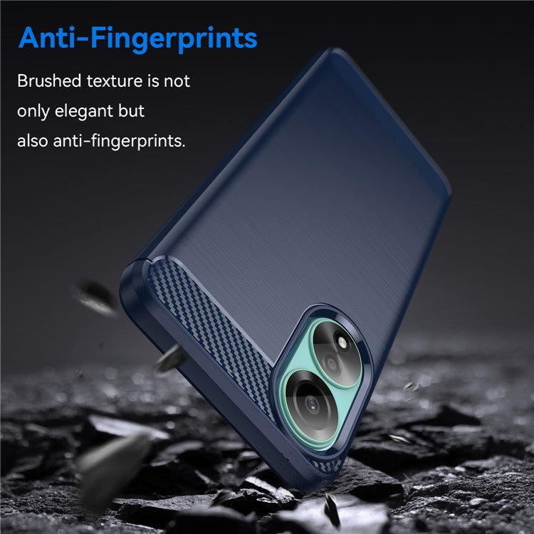 Protective TPU Phone Case for Oppo A78 4G , Carbon Fiber Texture Brushed Phone Cover - Blue
