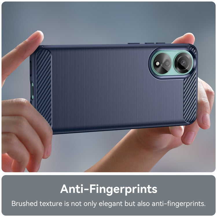 Protective TPU Phone Case for Oppo A78 4G , Carbon Fiber Texture Brushed Phone Cover - Blue