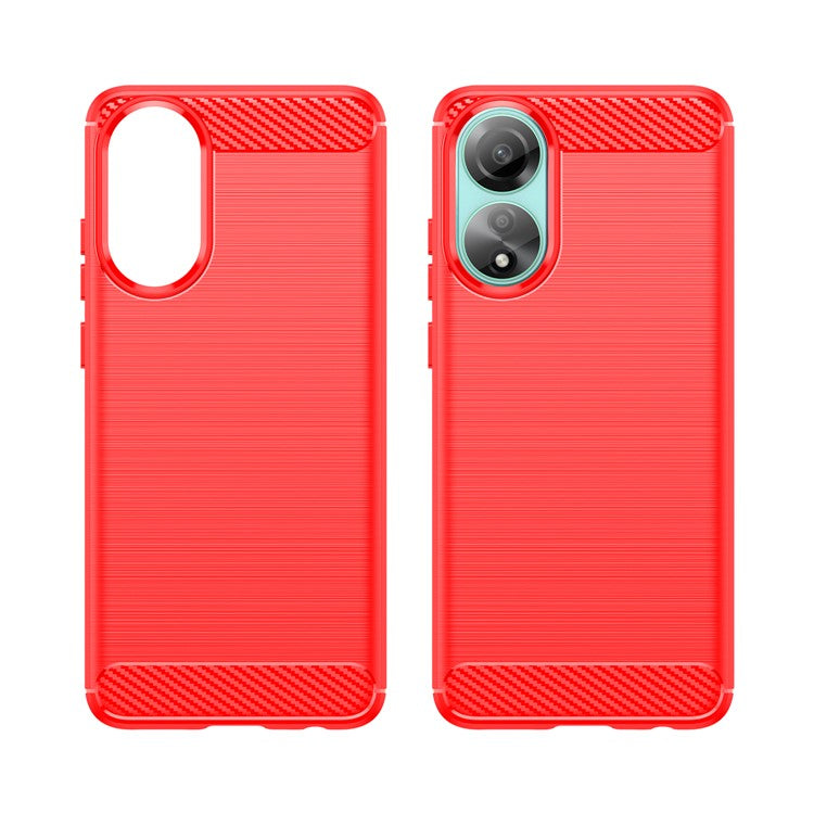 Protective TPU Phone Case for Oppo A78 4G , Carbon Fiber Texture Brushed Phone Cover - Red