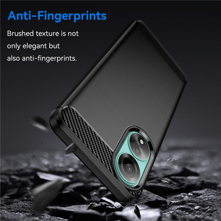Protective TPU Phone Case for Oppo A78 4G , Carbon Fiber Texture Brushed Phone Cover - Black