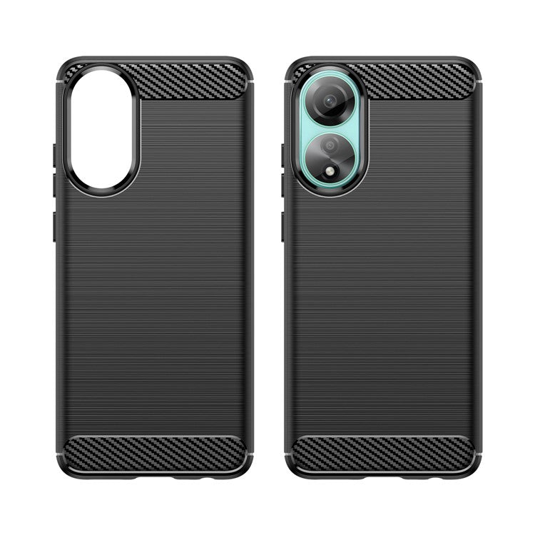 Protective TPU Phone Case for Oppo A78 4G , Carbon Fiber Texture Brushed Phone Cover - Black