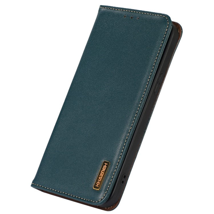 KHAZNEH For OnePlus Nord CE3 5G Genuine Cow Leather Phone Case Stand Cover RFID Blocking Wallet Shell - Green