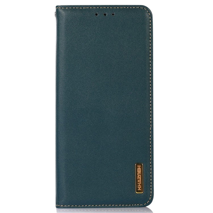 KHAZNEH For OnePlus Nord CE3 5G Genuine Cow Leather Phone Case Stand Cover RFID Blocking Wallet Shell - Green