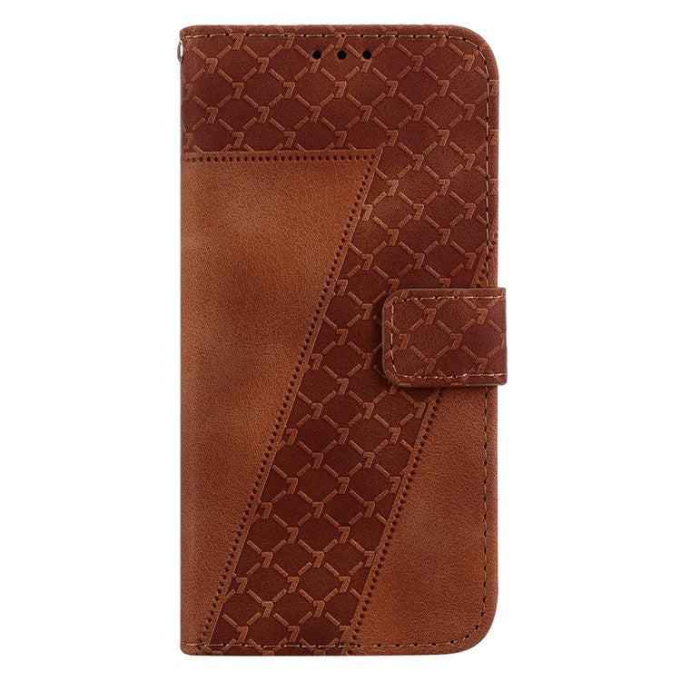 For Honor X9 4G / 5G Slim-Fit Shell Leather Phone Case Stand Imprinted 7-Shape Pattern Wallet Flip Cover - Brown