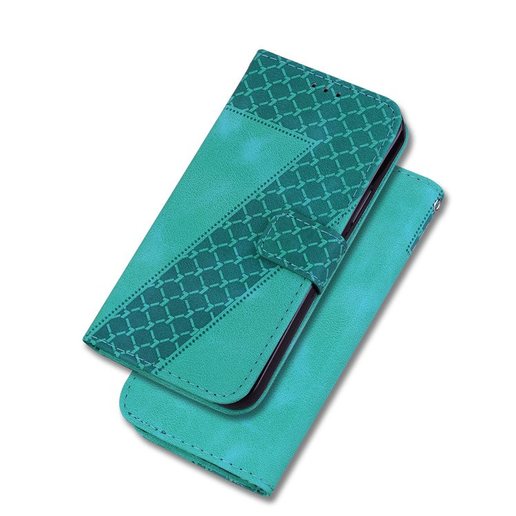 For Samsung Galaxy M54 5G / F54 5G 7-Shape Imprinted Anti-fall Phone Cover Leather Wallet Flip Stand Case - Green