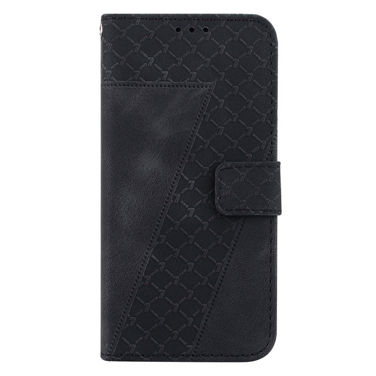 For Samsung Galaxy M54 5G / F54 5G 7-Shape Imprinted Anti-fall Phone Cover Leather Wallet Flip Stand Case - Black