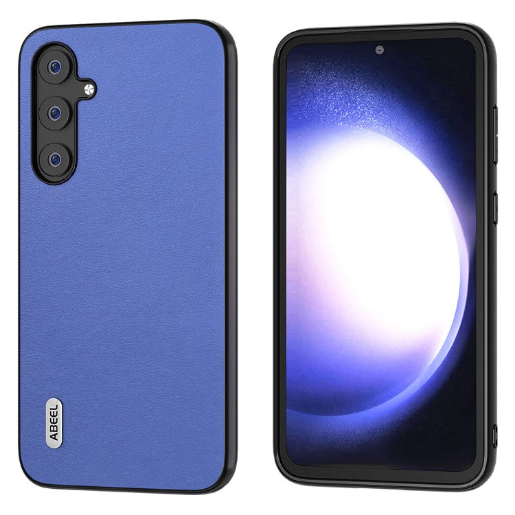 ABEEL Anti-scratch Phone Case for Samsung Galaxy S23 FE , Textured PU Leather+TPU+PC Cover - Dark Blue