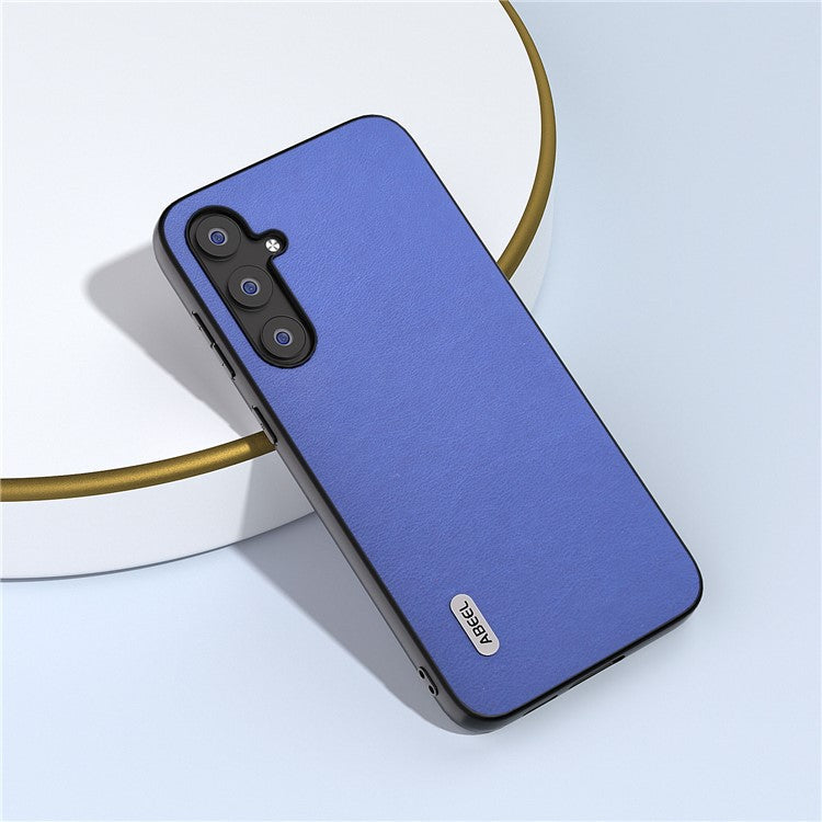 ABEEL Anti-scratch Phone Case for Samsung Galaxy S23 FE , Textured PU Leather+TPU+PC Cover - Dark Blue