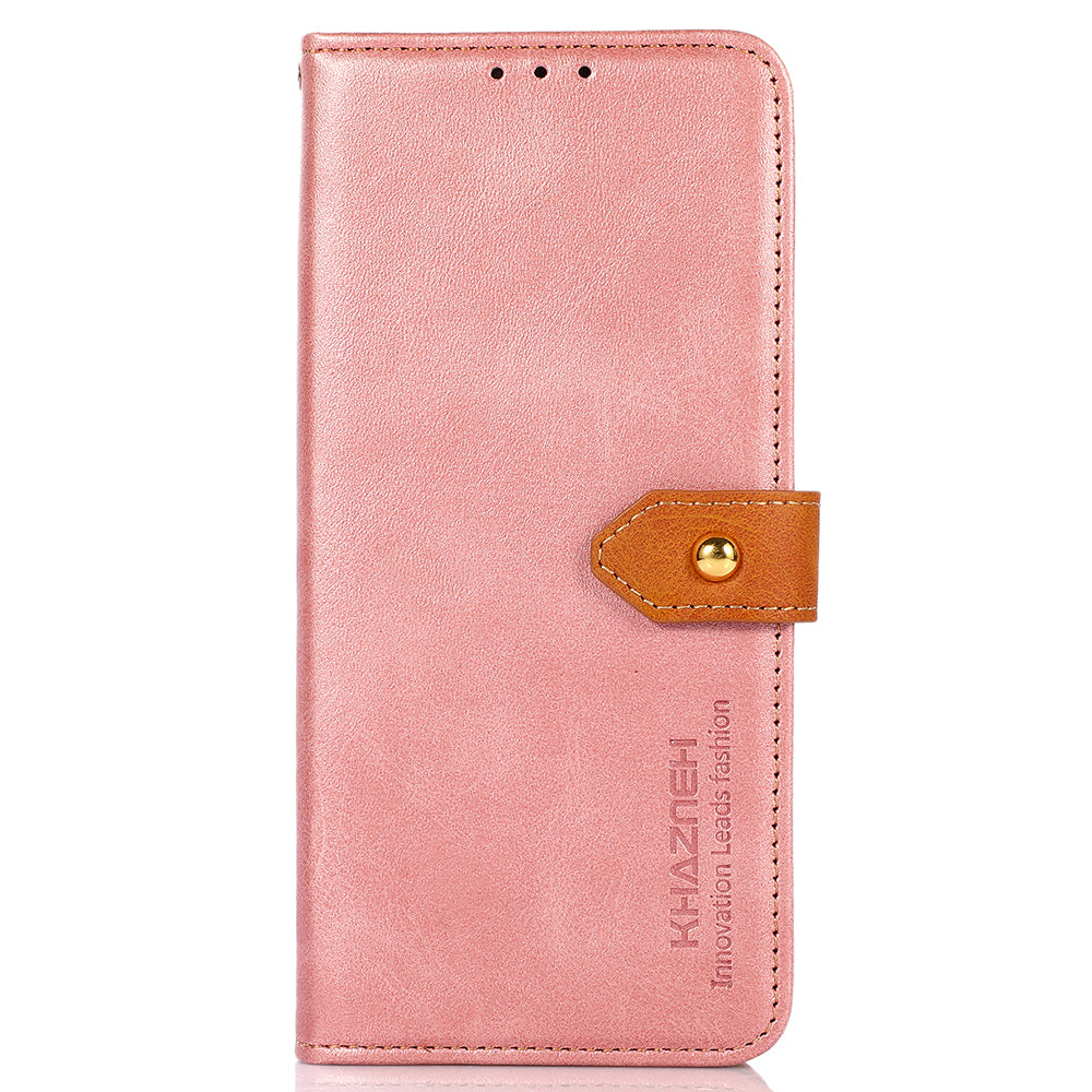 KHAZNEH For Samsung Galaxy F34 5G / M34 5G Phone Case Cover Cowhide Texture Stand Wallet PU Leather Shell - Rose Gold