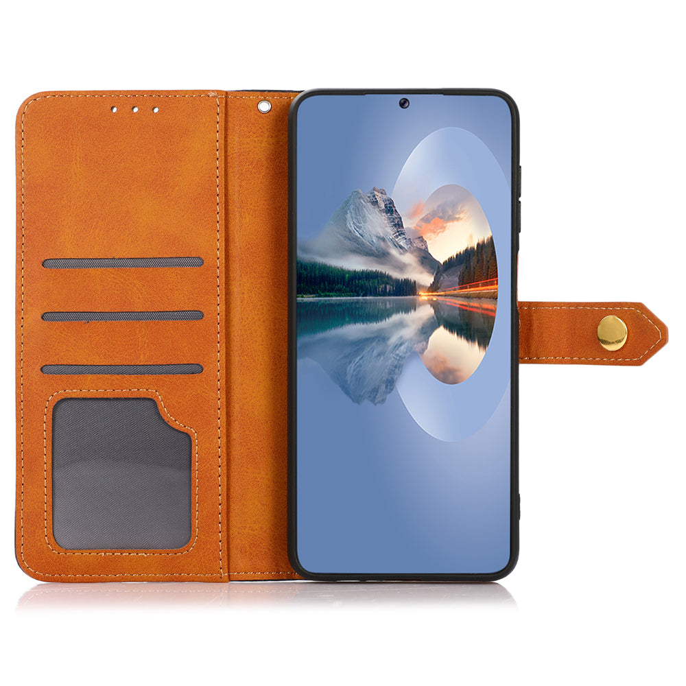 KHAZNEH For Samsung Galaxy F34 5G / M34 5G Phone Case Cover Cowhide Texture Stand Wallet PU Leather Shell - Brown
