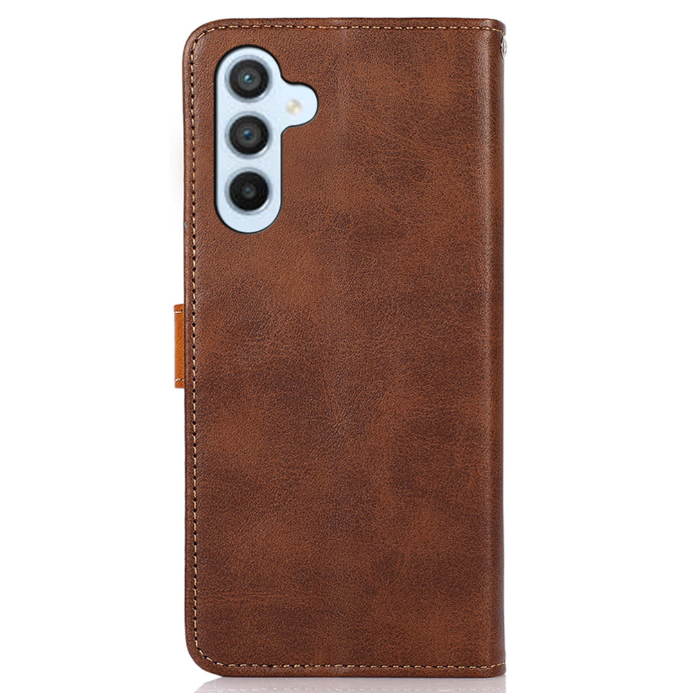 KHAZNEH For Samsung Galaxy F34 5G / M34 5G Phone Case Cover Cowhide Texture Stand Wallet PU Leather Shell - Brown