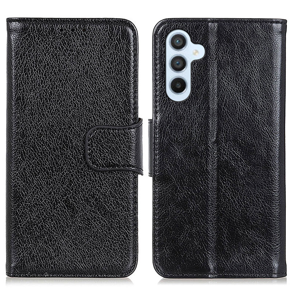 For Samsung Galaxy F34 5G / M34 5G Wallet Phone Cover Drop Protection Stand Nappa Texture Split Leather Phone Case - Black