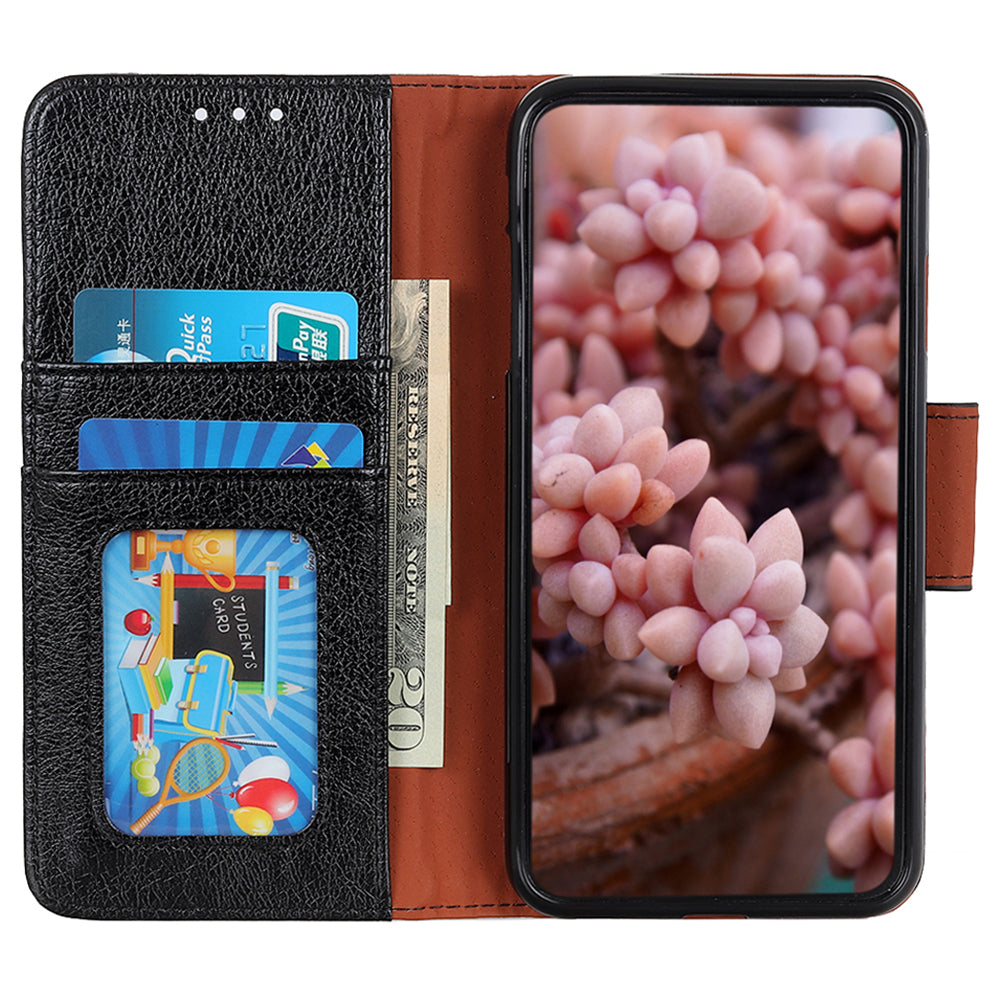 For Samsung Galaxy F34 5G / M34 5G Wallet Phone Cover Drop Protection Stand Nappa Texture Split Leather Phone Case - Black