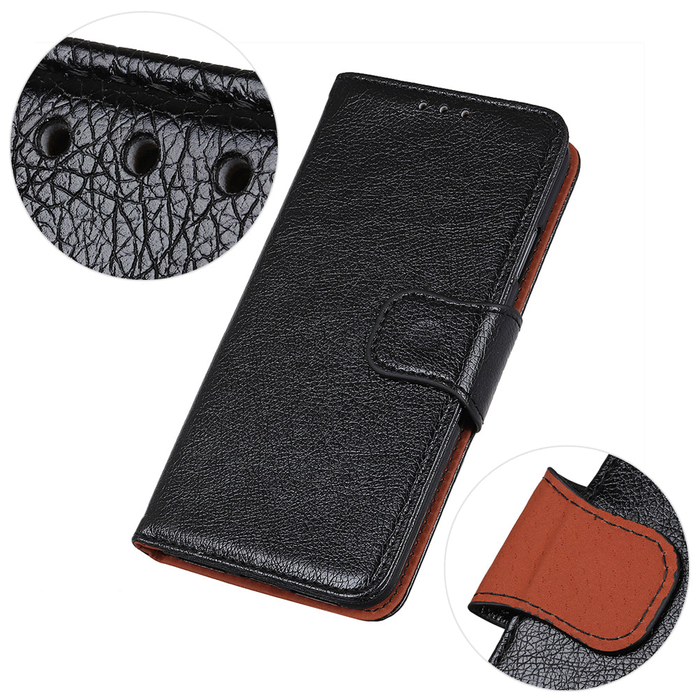 For Samsung Galaxy F34 5G / M34 5G Wallet Phone Cover Drop Protection Stand Nappa Texture Split Leather Phone Case - Black