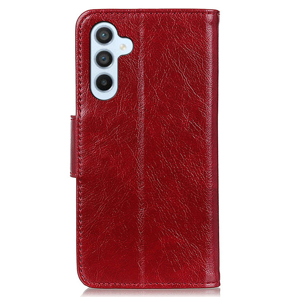 For Samsung Galaxy F34 5G / M34 5G Wallet Phone Cover Drop Protection Stand Nappa Texture Split Leather Phone Case - Red