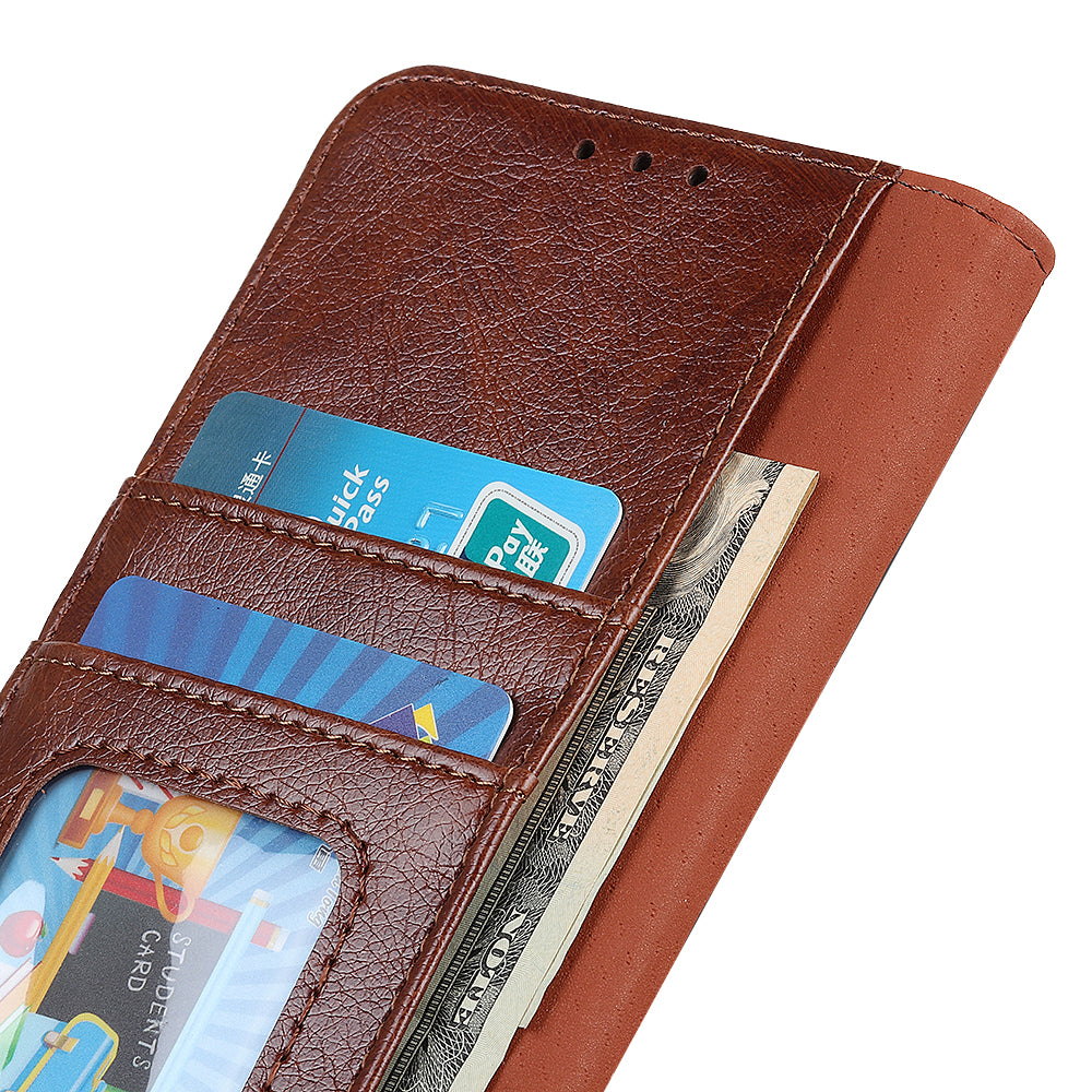 For Samsung Galaxy F34 5G / M34 5G Wallet Phone Cover Drop Protection Stand Nappa Texture Split Leather Phone Case - Brown