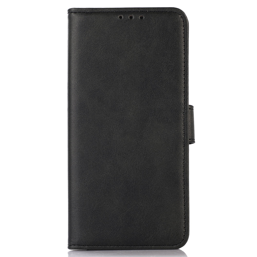 For Samsung Galaxy F34 5G / M34 5G Phone Stand Shell Cowhide Texture Phone Wallet Case PU Leather Cover - Black