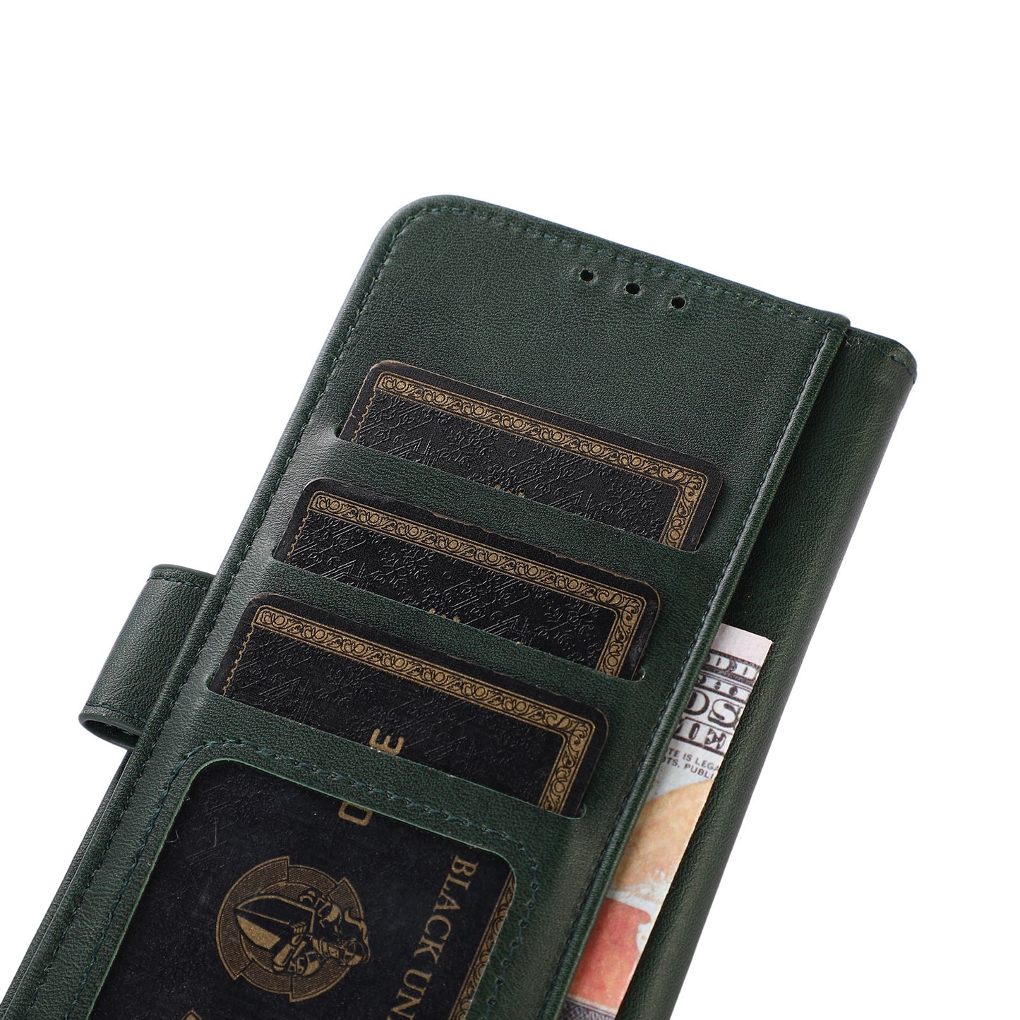 For Samsung Galaxy F34 5G / M34 5G Phone Stand Shell Cowhide Texture Phone Wallet Case PU Leather Cover - Green