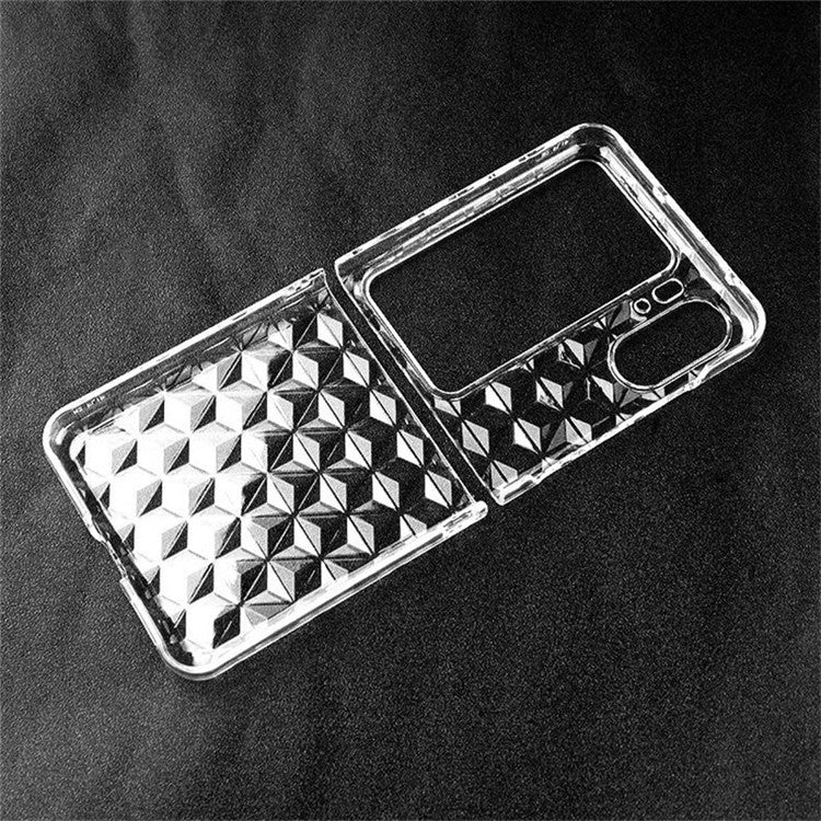 Transparent Hard PC Case for Oppo Find N2 Flip 5G , Shockproof Diamond Texture Phone Cover