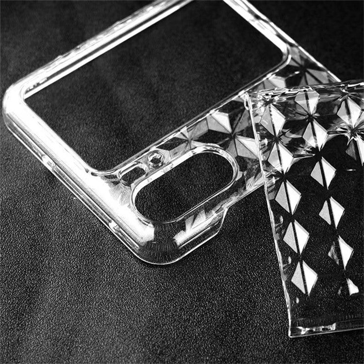 Transparent Hard PC Case for Oppo Find N2 Flip 5G , Shockproof Diamond Texture Phone Cover