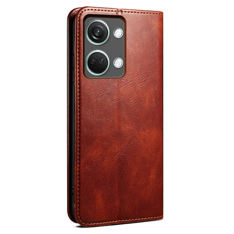 For OnePlus Nord 3 5G / Ace 2V Wallet Case Waxy Crazy Horse Texture Cell Phone Cover Stand PU Leather Phone Shell - Brown