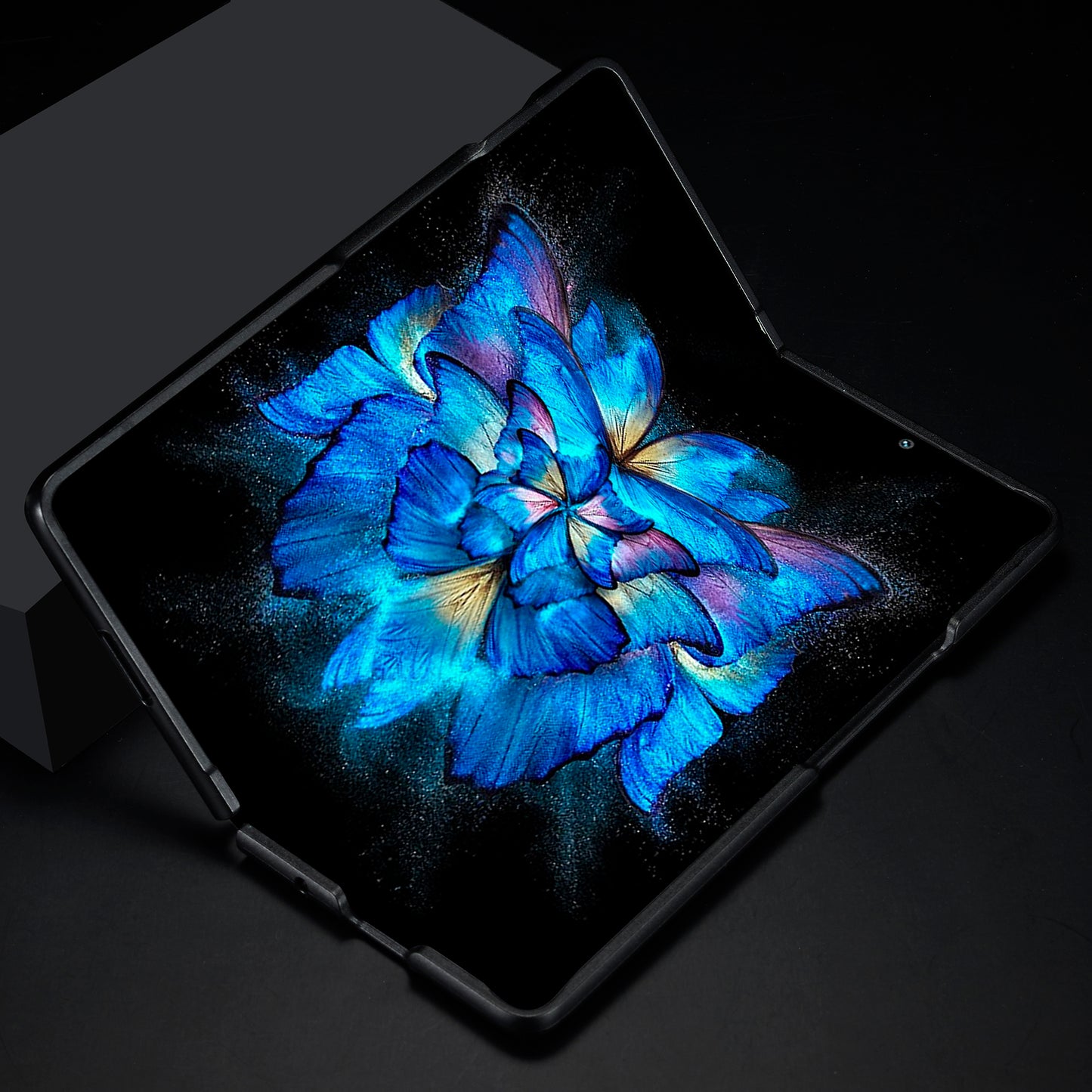 LC.IMEEKE Back Cover for vivo X Fold / X Fold+ 5G , Carbon Fiber Texture PU Leather+TPU+EVA Phone Case