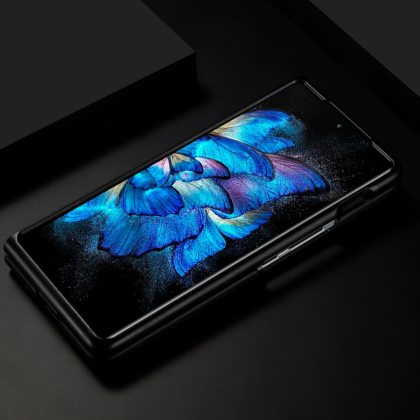 LC.IMEEKE Back Cover for vivo X Fold / X Fold+ 5G , Carbon Fiber Texture PU Leather+TPU+EVA Phone Case