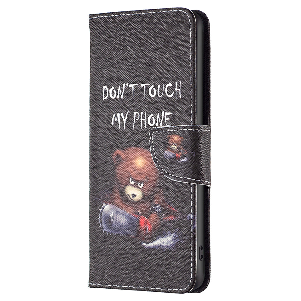 For Samsung Galaxy F34 5G / M34 5G PU Leather Pattern Printing Phone Case Wallet Stand Anti-drop Cover - Bear