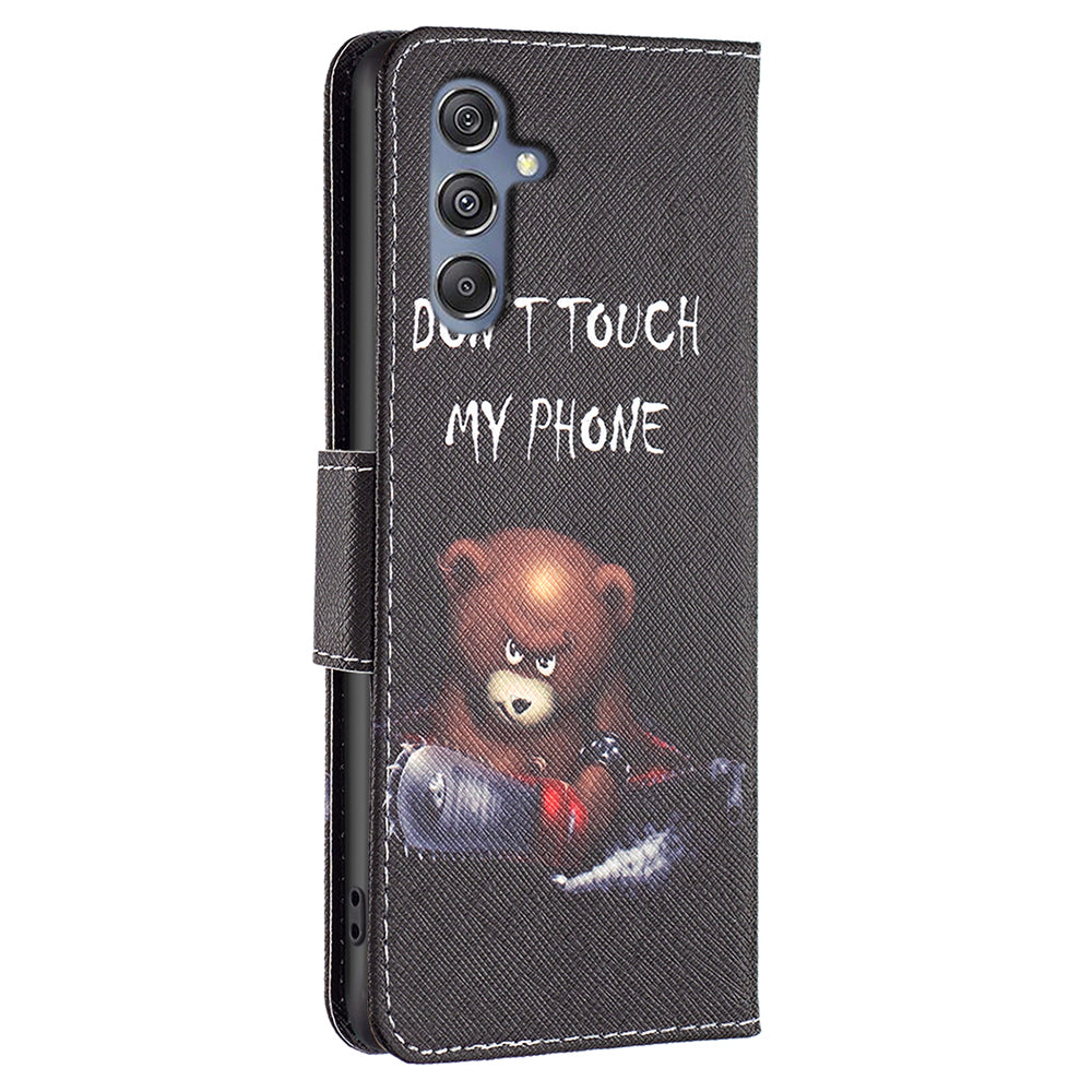 For Samsung Galaxy F34 5G / M34 5G PU Leather Pattern Printing Phone Case Wallet Stand Anti-drop Cover - Bear