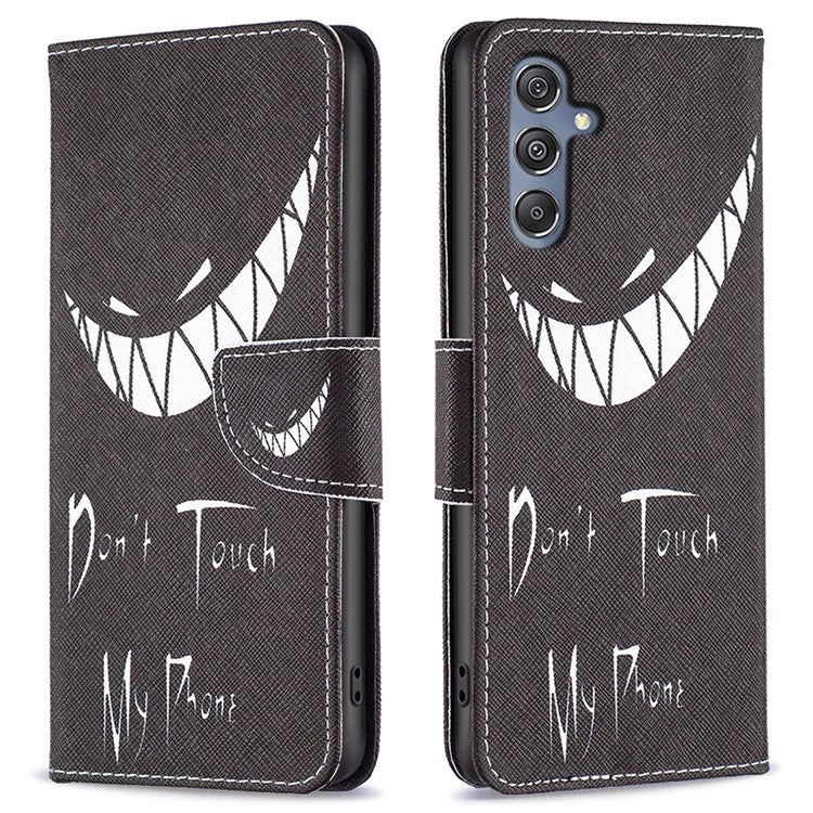 For Samsung Galaxy F34 5G / M34 5G PU Leather Pattern Printing Phone Case Wallet Stand Anti-drop Cover - Don't Touch My Phone