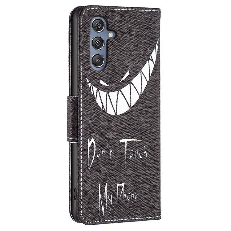 For Samsung Galaxy F34 5G / M34 5G PU Leather Pattern Printing Phone Case Wallet Stand Anti-drop Cover - Don't Touch My Phone