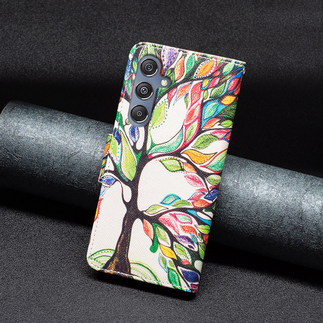 For Samsung Galaxy F34 5G / M34 5G PU Leather Pattern Printing Phone Case Wallet Stand Anti-drop Cover - Life Tree