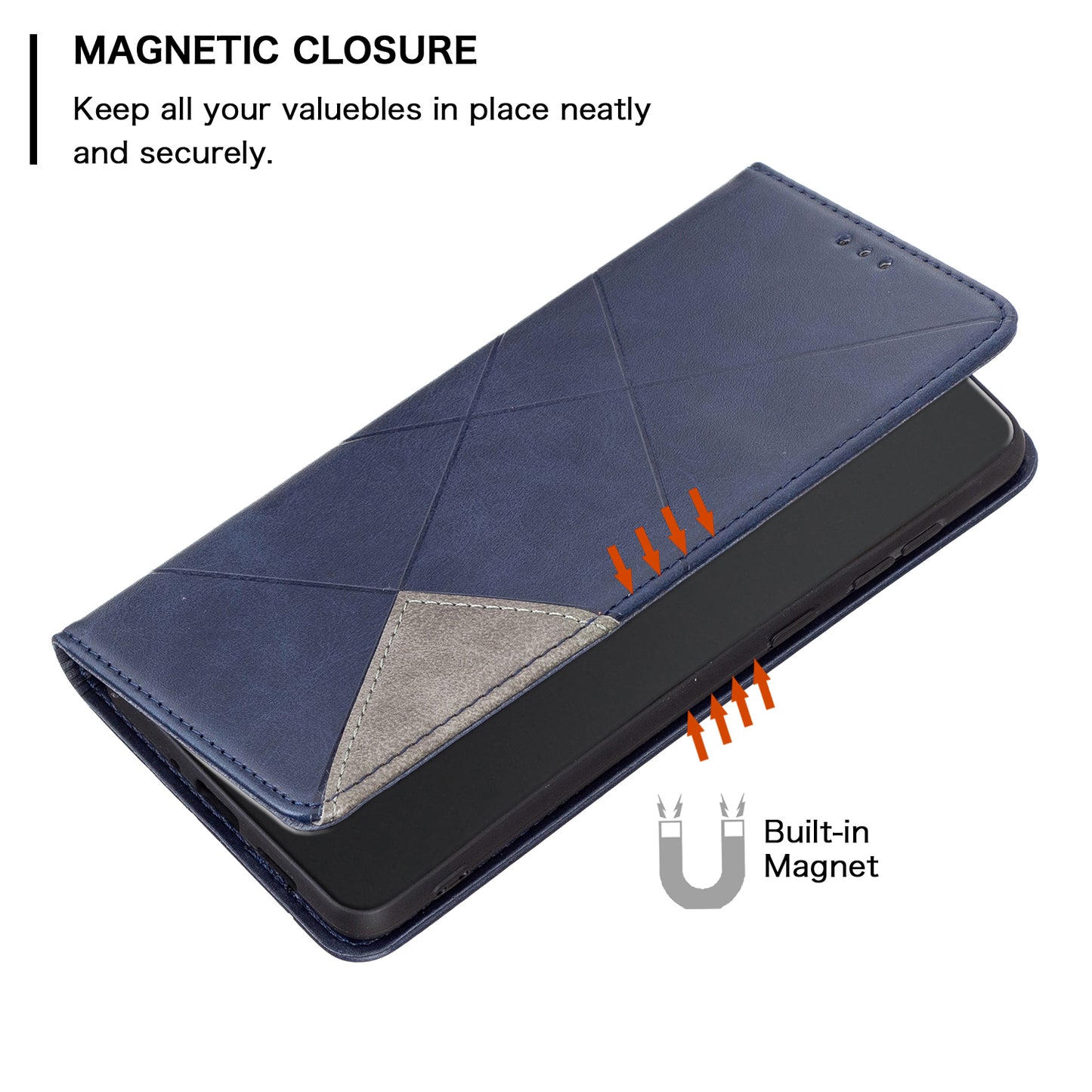 For Samsung Galaxy F34 5G / M34 5G Stand Flip Cover PU Leather Imprinted Line Phone Case with Card Slots - Blue