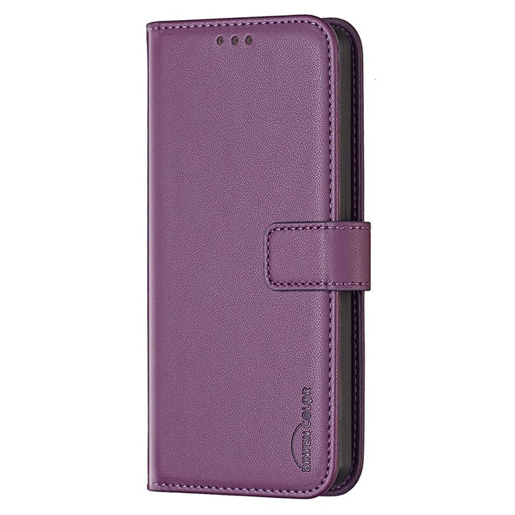 BINFEN COLOR BF17 Leather Cover for vivo Y27 4G , Folio Flip Wallet Stand Full Protection Phone Case - Dark Purple