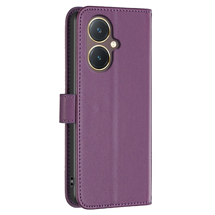 BINFEN COLOR BF17 Leather Cover for vivo Y27 4G , Folio Flip Wallet Stand Full Protection Phone Case - Dark Purple
