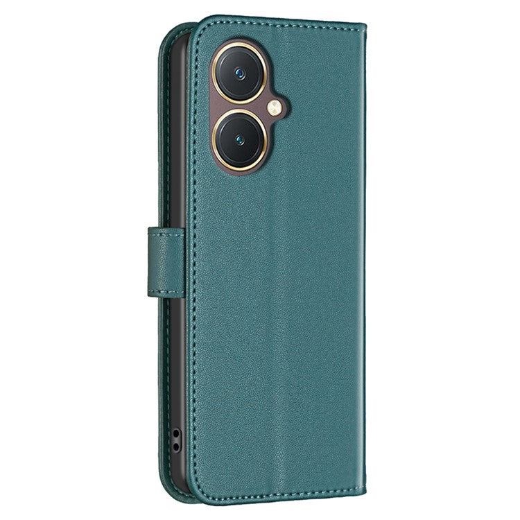 BINFEN COLOR BF17 Leather Cover for vivo Y27 4G , Folio Flip Wallet Stand Full Protection Phone Case - Green