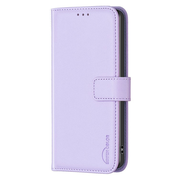 BINFEN COLOR BF17 Leather Cover for vivo Y27 4G , Folio Flip Wallet Stand Full Protection Phone Case - Purple