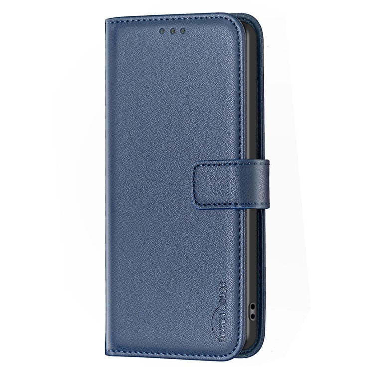 BINFEN COLOR BF17 Leather Cover for vivo Y27 4G , Folio Flip Wallet Stand Full Protection Phone Case - Blue