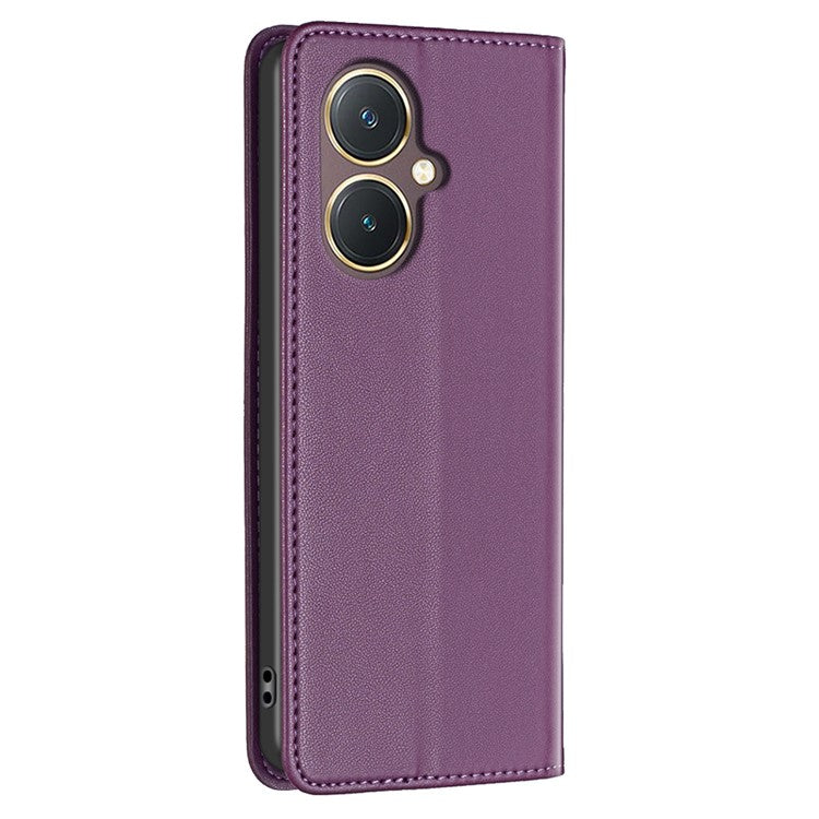 BINFEN COLOR BF18 For vivo Y27 4G Scratch Resistant Leather Phone Case Card Holder Stand Cover - Dark Purple