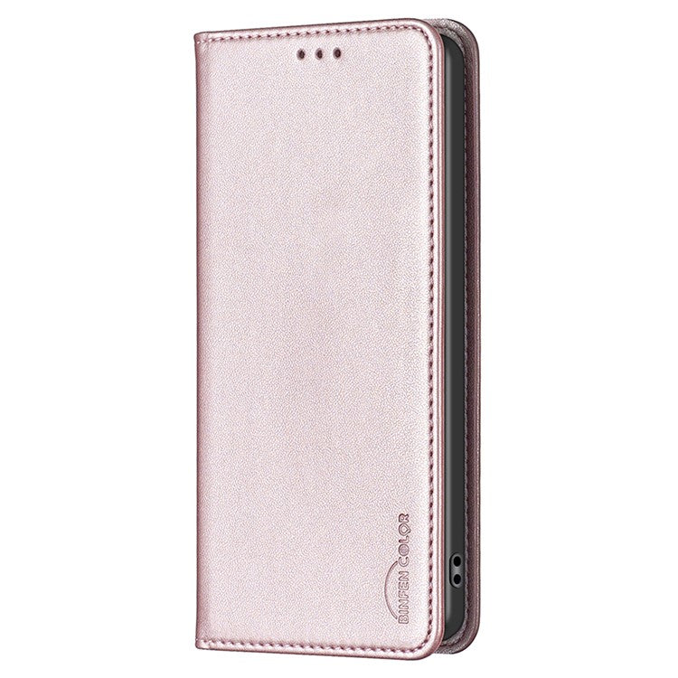 BINFEN COLOR BF18 For vivo Y27 4G Scratch Resistant Leather Phone Case Card Holder Stand Cover - Rose Gold