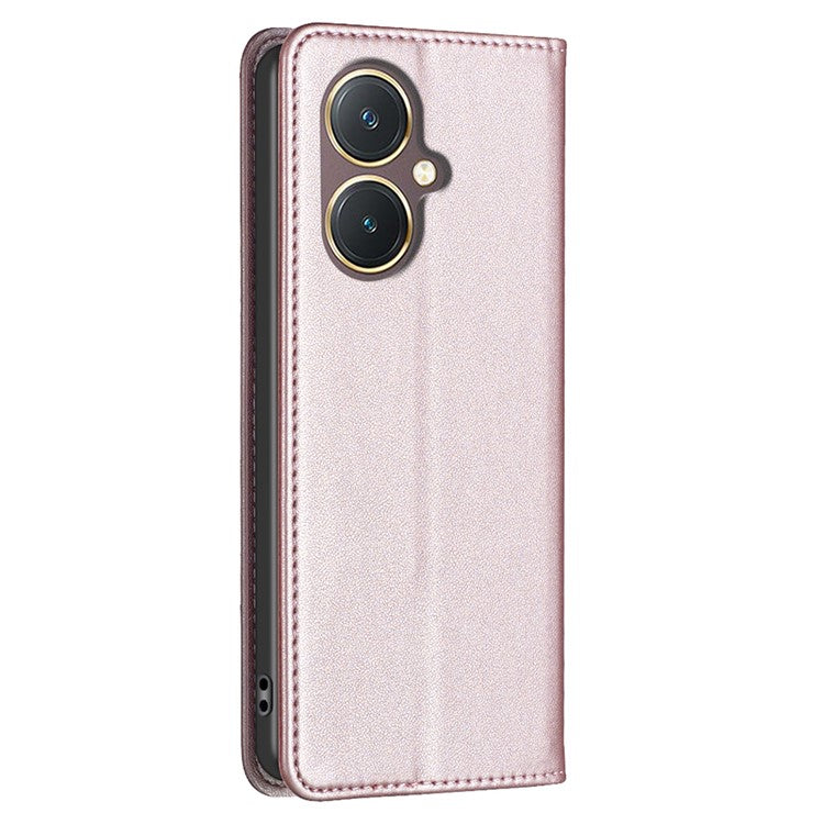 BINFEN COLOR BF18 For vivo Y27 4G Scratch Resistant Leather Phone Case Card Holder Stand Cover - Rose Gold