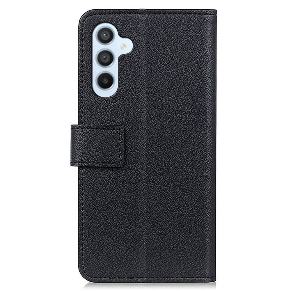 For Samsung Galaxy F34 5G / M34 5G Stand Phone Cover Textured PU Leather Phone Wallet Case - Black