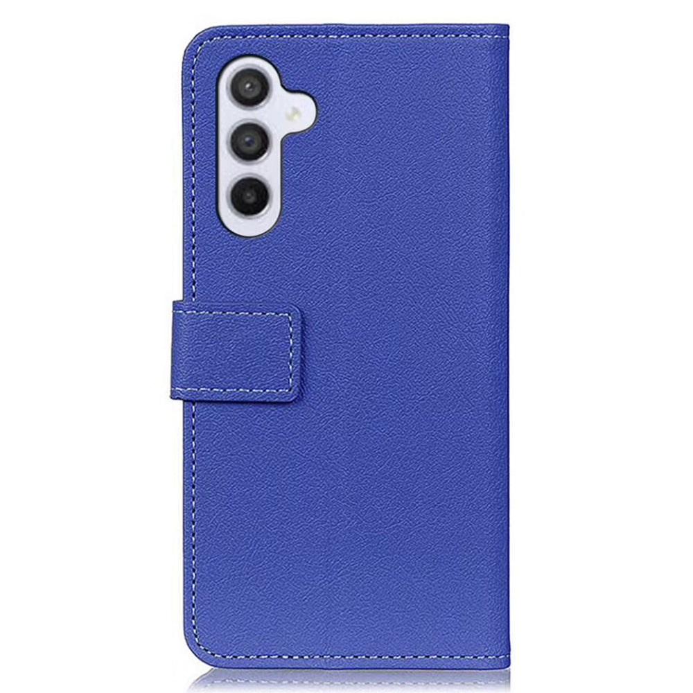 For Samsung Galaxy F34 5G / M34 5G Stand Phone Cover Textured PU Leather Phone Wallet Case - Blue