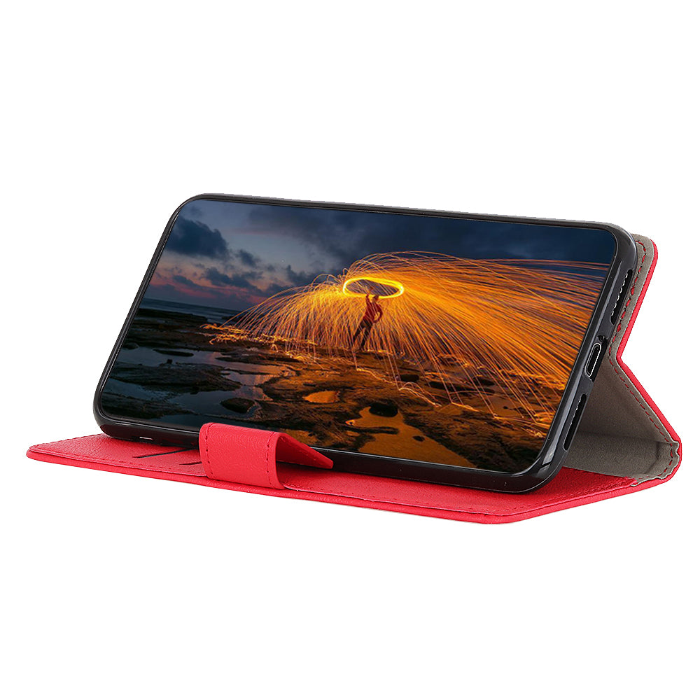 For Samsung Galaxy F34 5G / M34 5G Stand Phone Cover Textured PU Leather Phone Wallet Case - Red