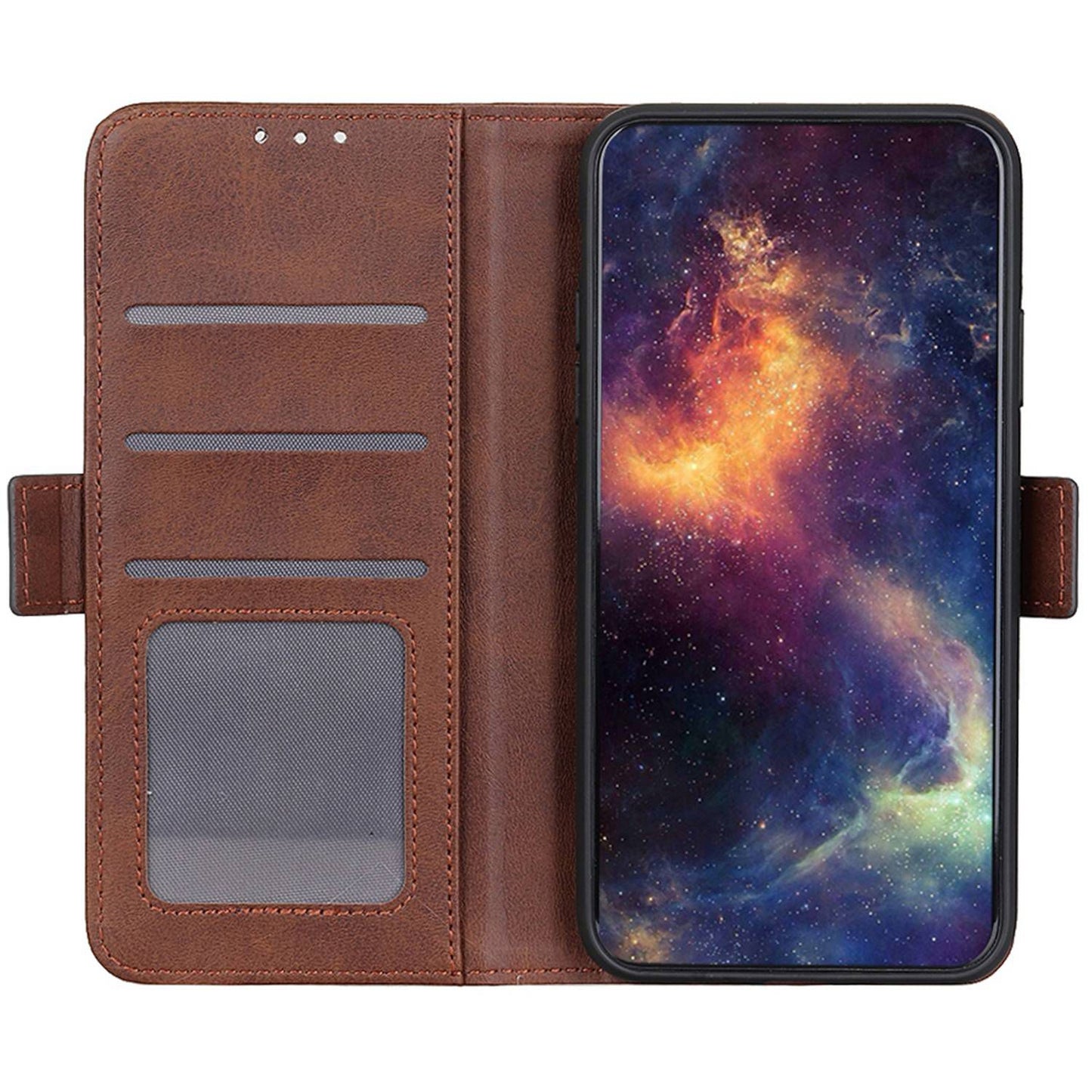 For Samsung Galaxy F34 5G / M34 5G Wallet Phone Case Cowhide Texture PU Leather Cover with Stand - Brown