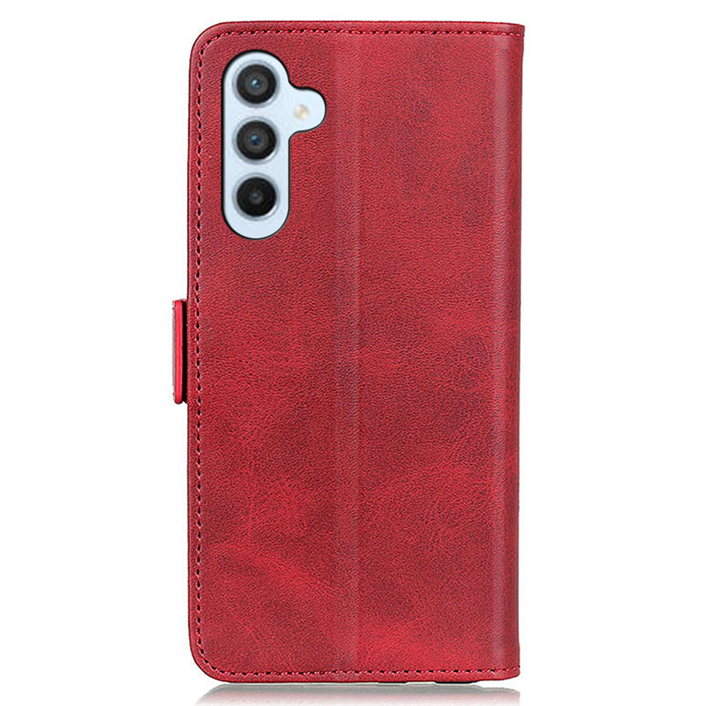 For Samsung Galaxy F34 5G / M34 5G Wallet Phone Case Cowhide Texture PU Leather Cover with Stand - Red
