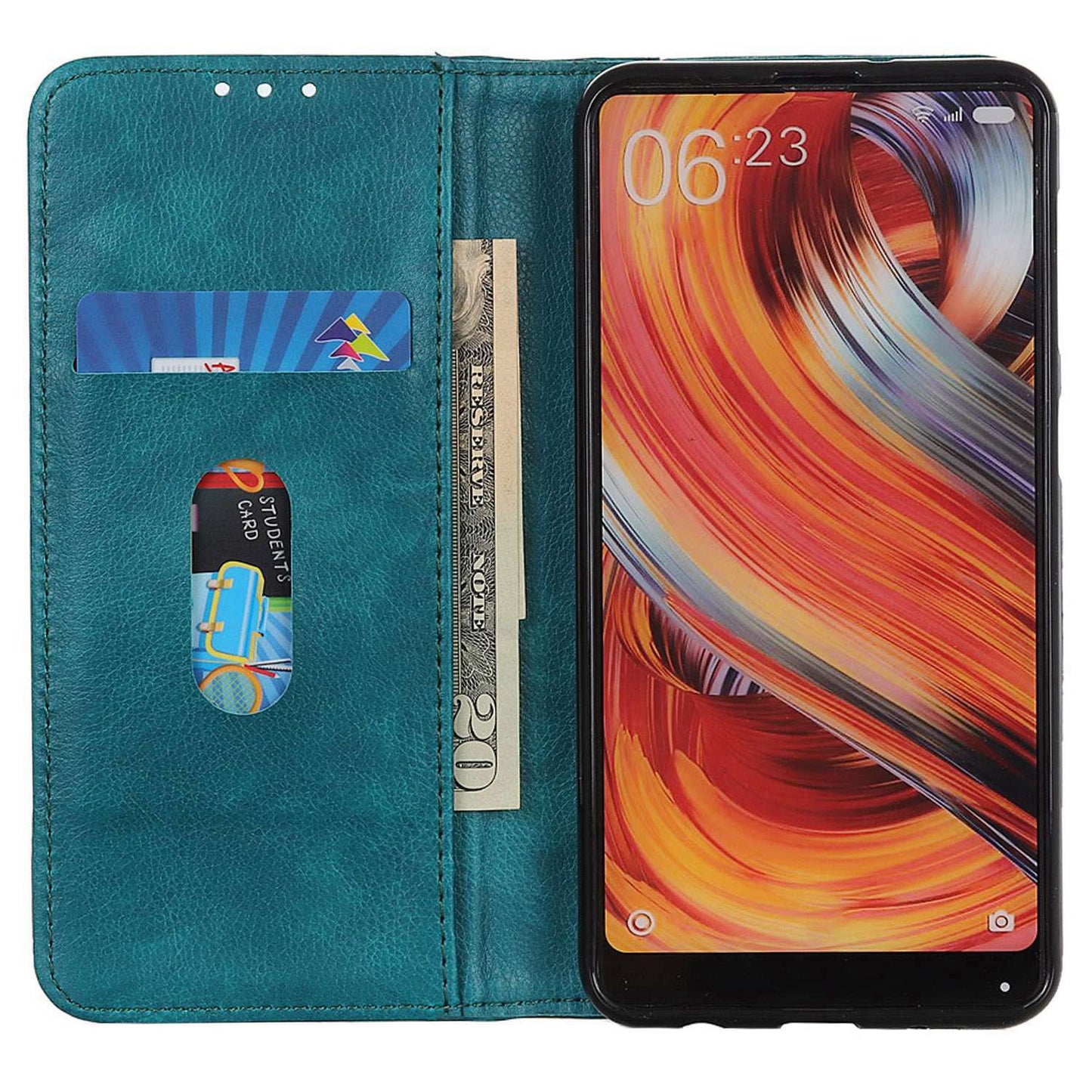 For Samsung Galaxy F34 5G / M34 5G Split Leather Wallet Phone Case Litchi Texture Stand Phone Cover - Green