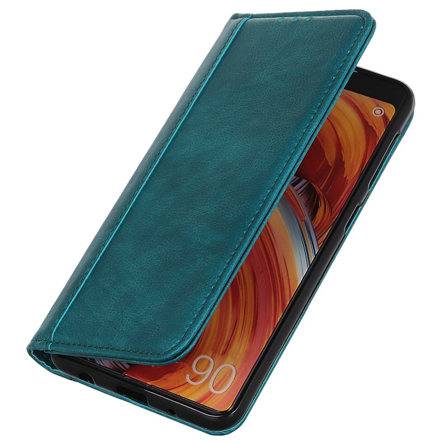 For Samsung Galaxy F34 5G / M34 5G Split Leather Wallet Phone Case Litchi Texture Stand Phone Cover - Green