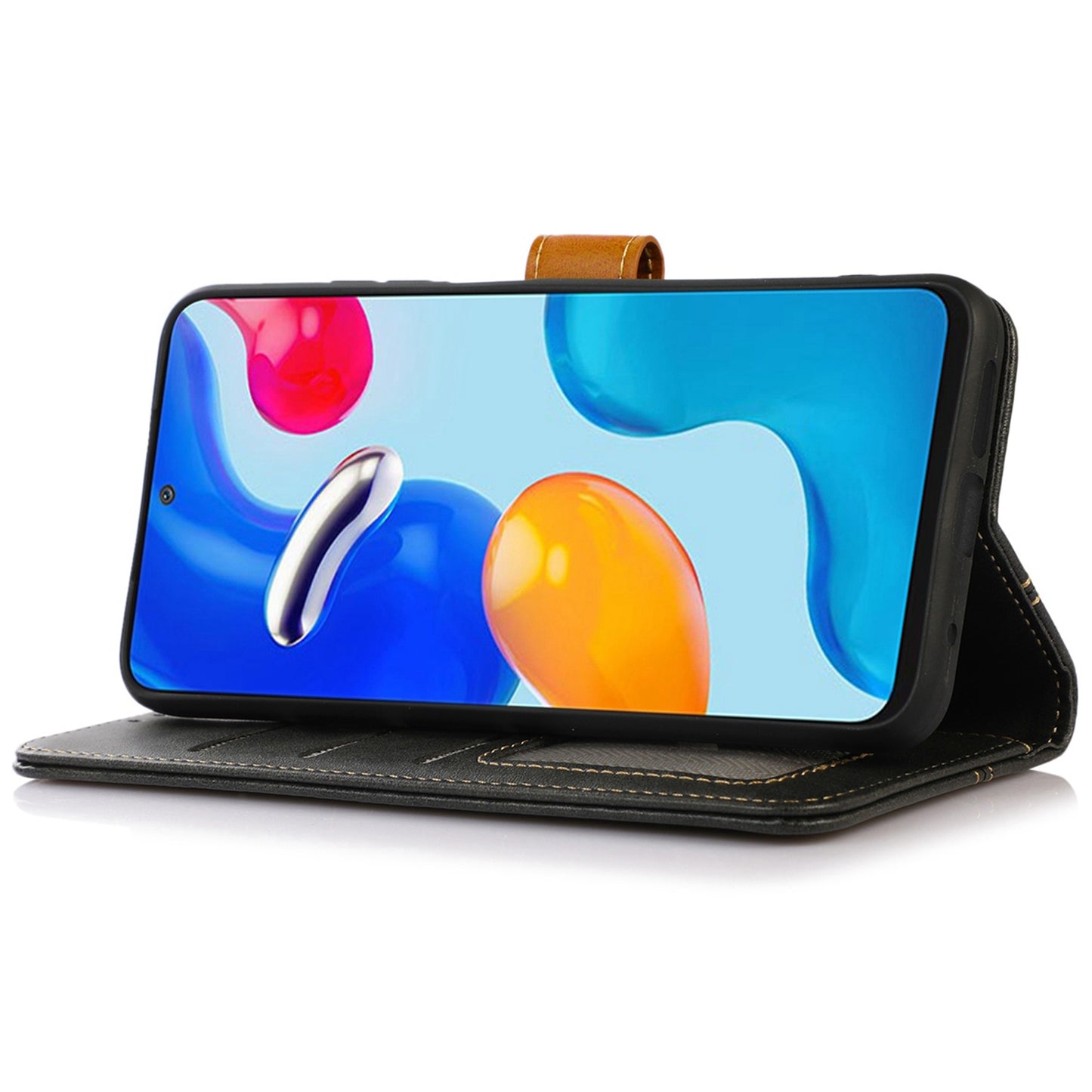 For Samsung Galaxy F34 5G / M34 5G Wallet Stand Protective Phone Case Calf Texture Phone Leather Cover - Black