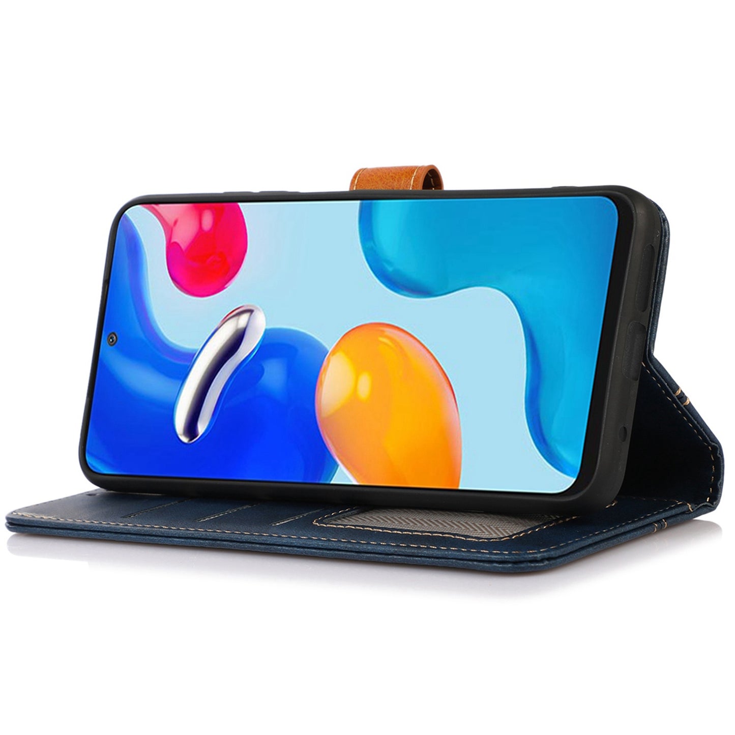 For Samsung Galaxy F34 5G / M34 5G Wallet Stand Protective Phone Case Calf Texture Phone Leather Cover - Sapphire